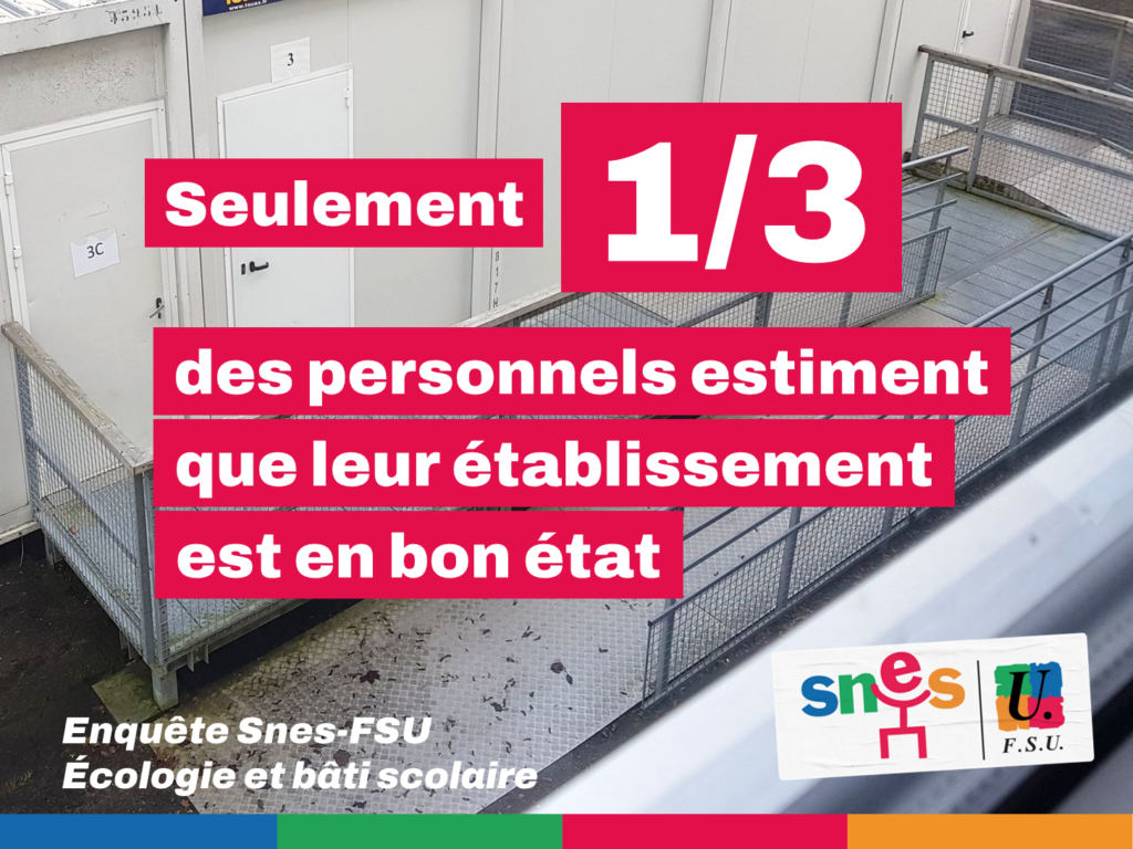 Seulement 1/3 des personnels estiment que leur établissement est en bon état