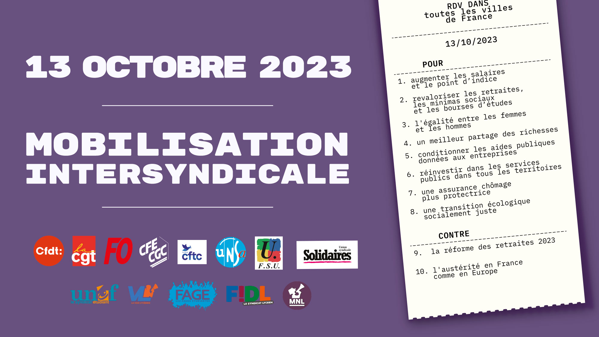 13 Octobre Le 13 octobre, mobilisons-nous contre l'austérité, pour les salaires et l'égalité femmes-hommes ! - SNES-FSU