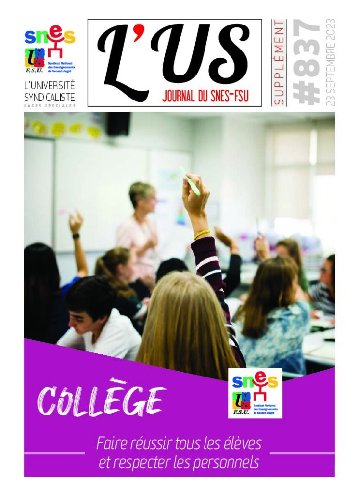 Collège – Supplément de l’US n°837