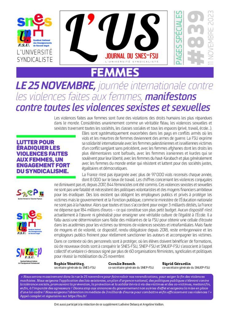 Femmes – Supplément de l’US n°839