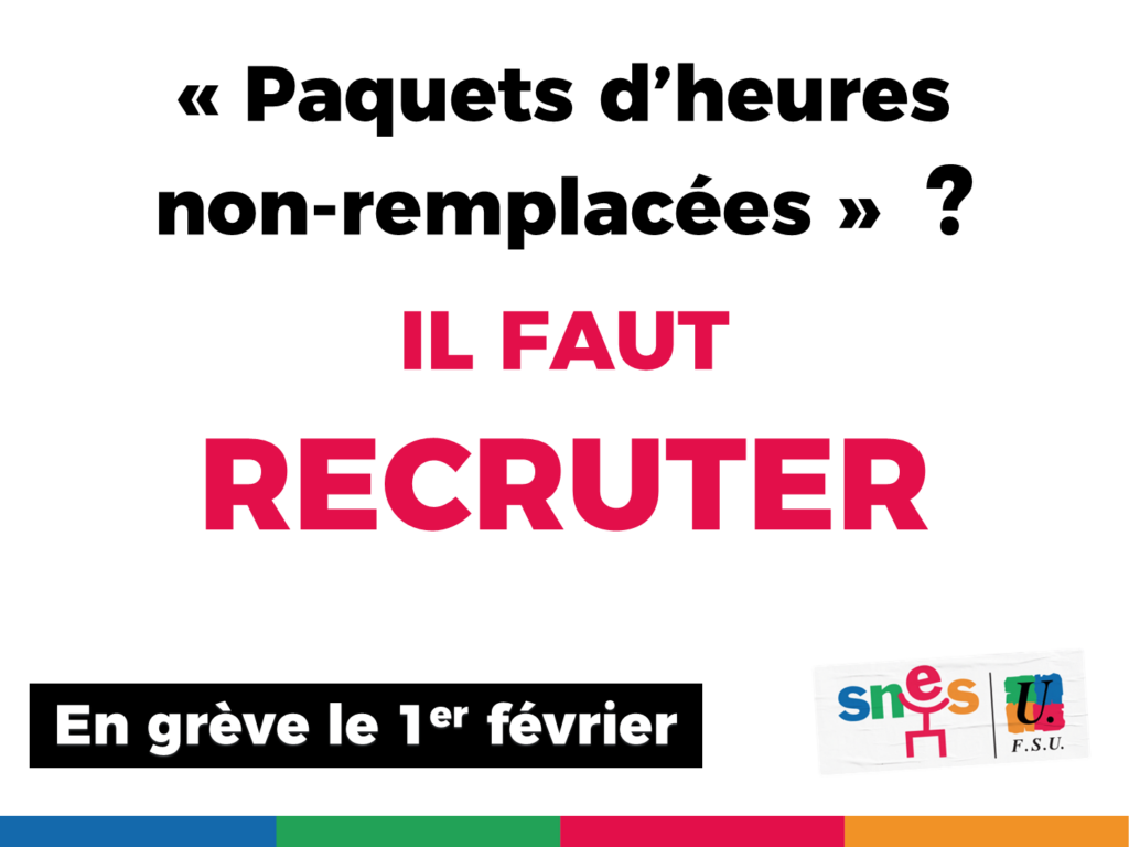 "Paquets d'heures non-remplacées"?

IL FAUT RECRUTER !