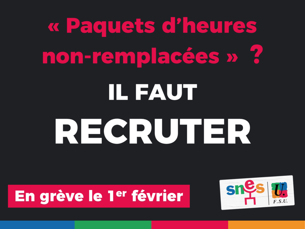 "Paquets d'heures non-remplacées"?

IL FAUT RECRUTER !