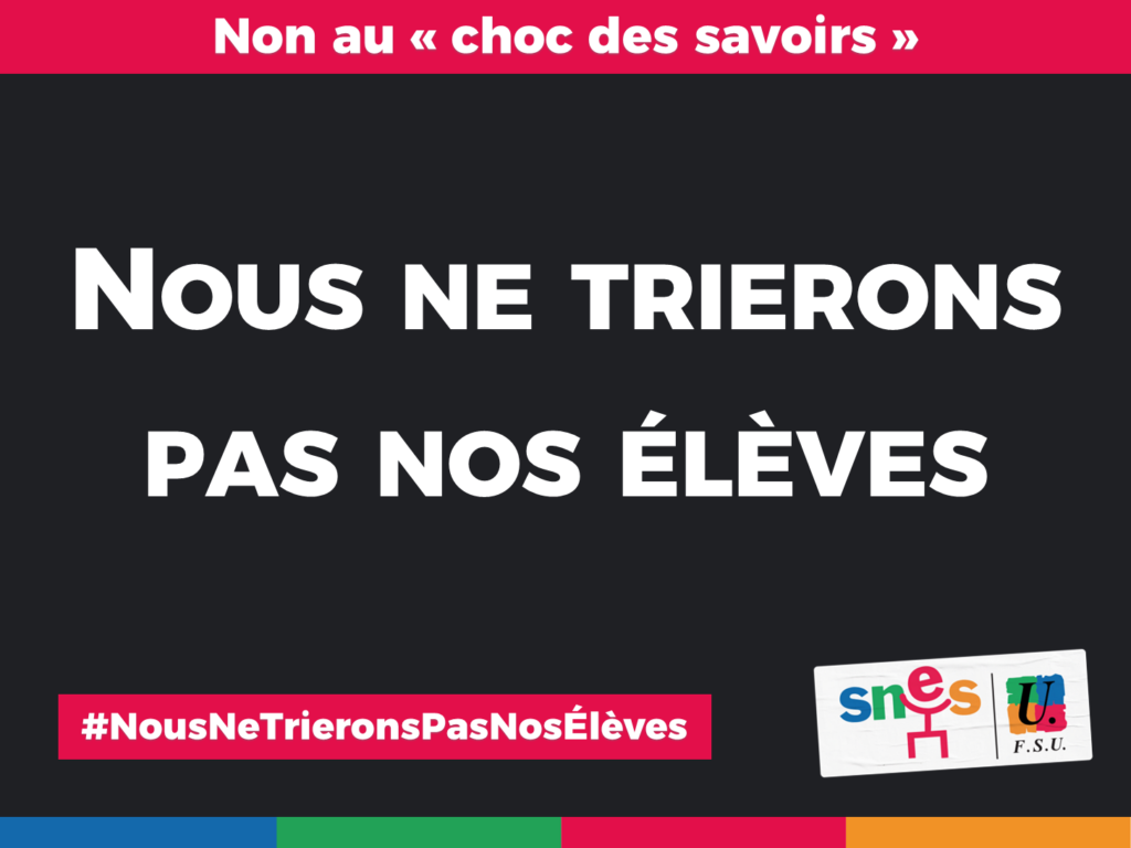 Nous ne trierons pas nos élèves !