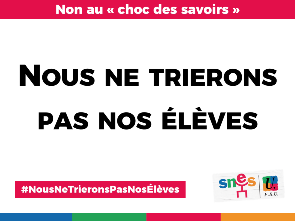 Nous ne trierons pas nos élèves !