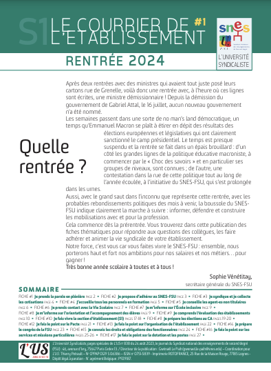 Courrier d'établissement SNES-FSU