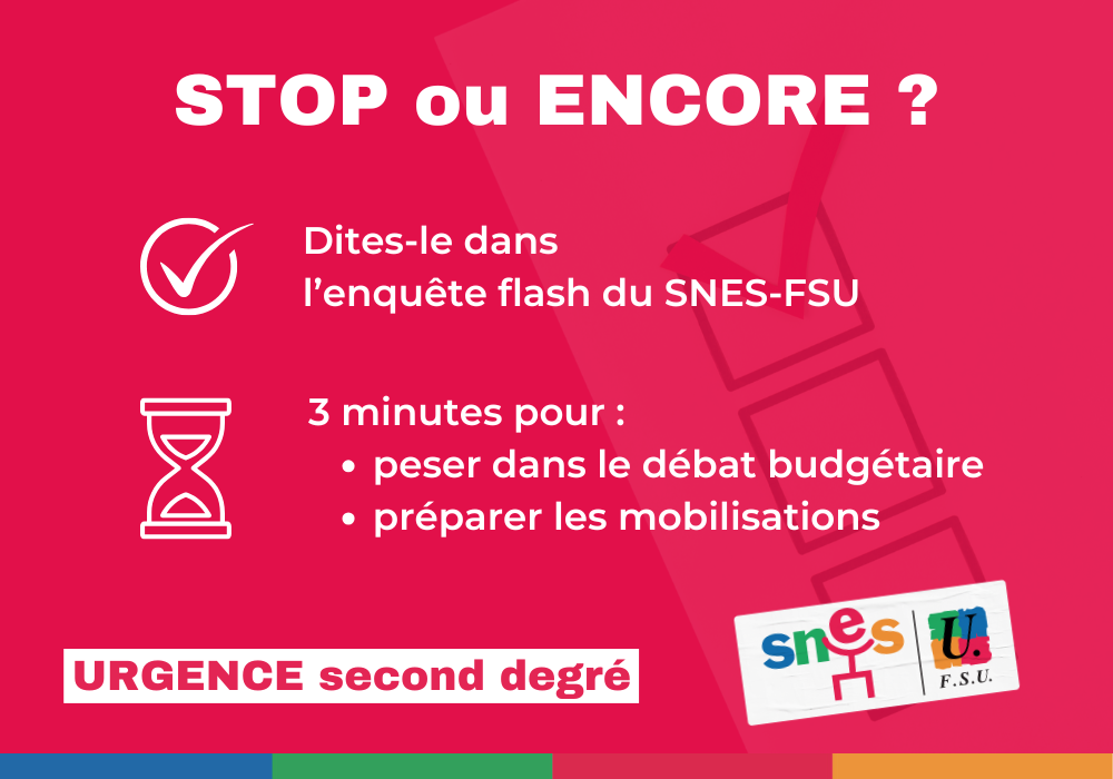 STOP ou Encore Enquête flash du SNES-FSU
