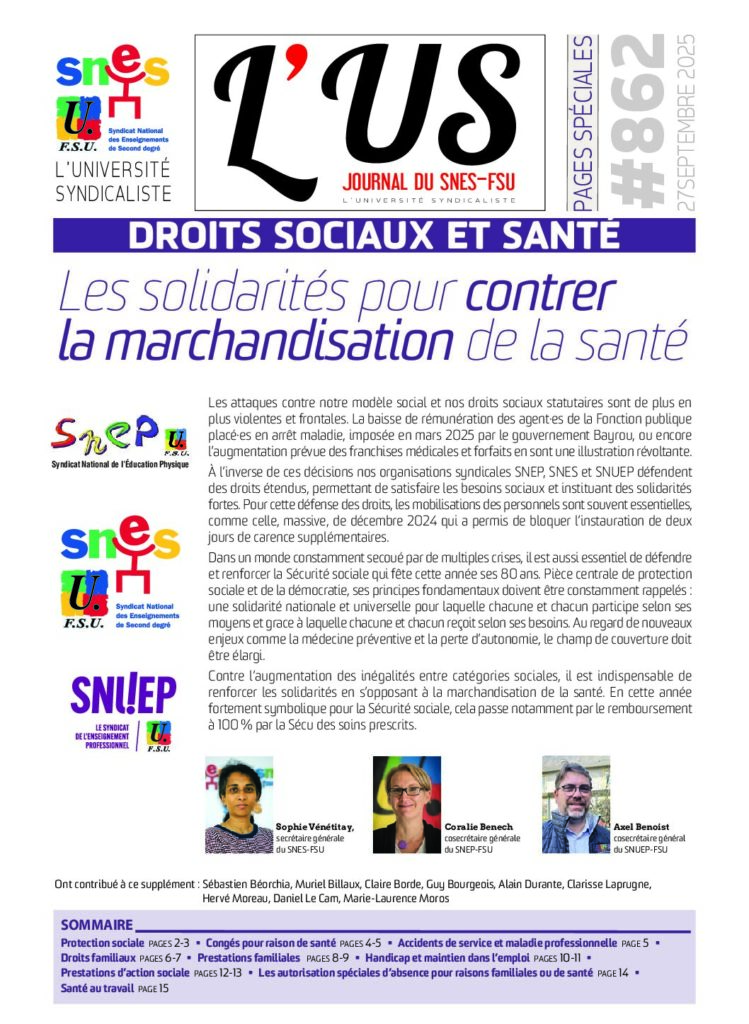 Droits sociaux et santé – Supplément de l’US n°862