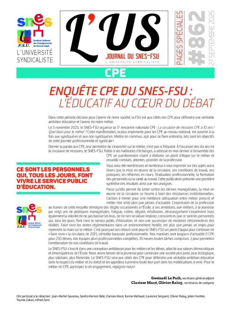 CPE – Supplément de l’US n°862