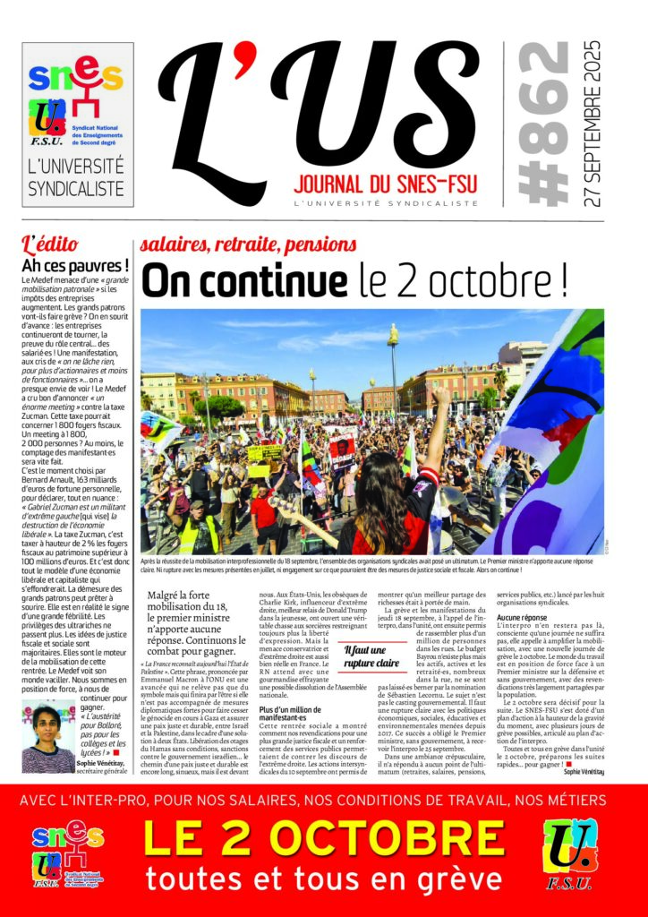 L’US n°862 du 27 septembre 2025
