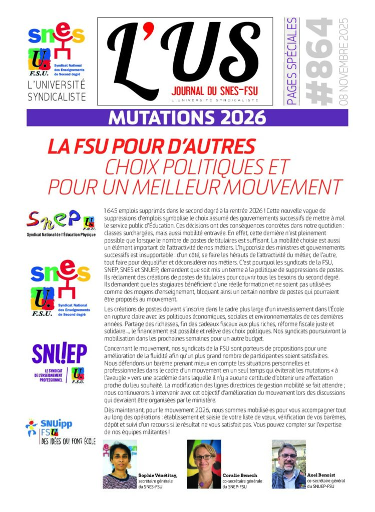 Mutations 2026 – Supplément de l’US n°864