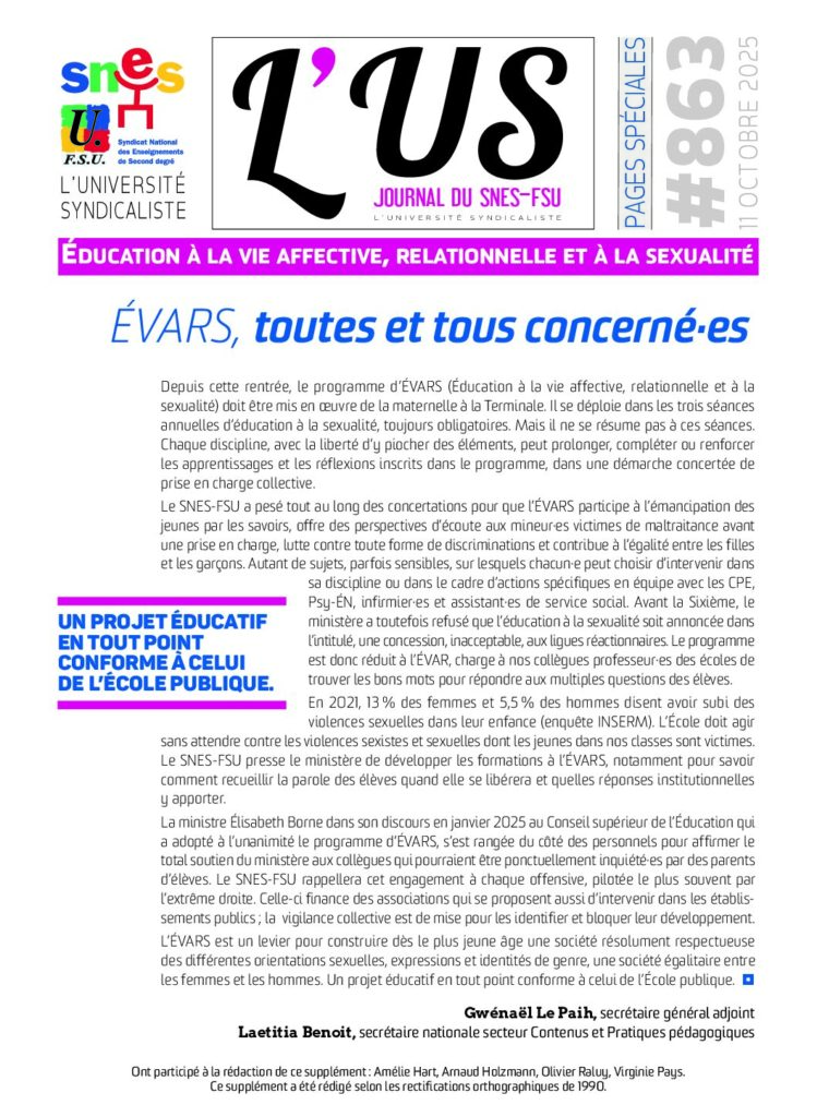 ÉVARS – Supplément de l’US n°863