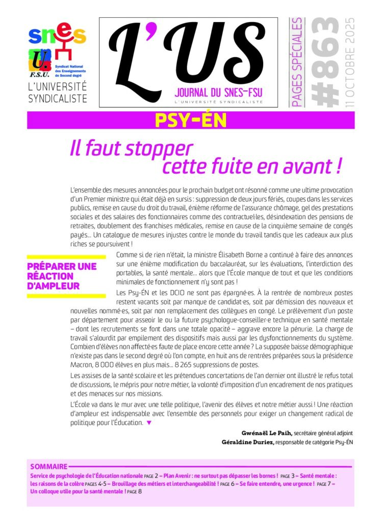Psy-En – Supplément de l’US n°863