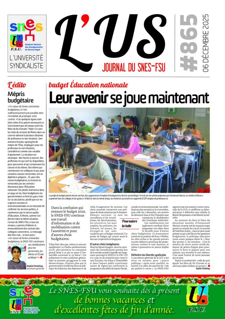 L’US n°865 du 6 décembre 2025