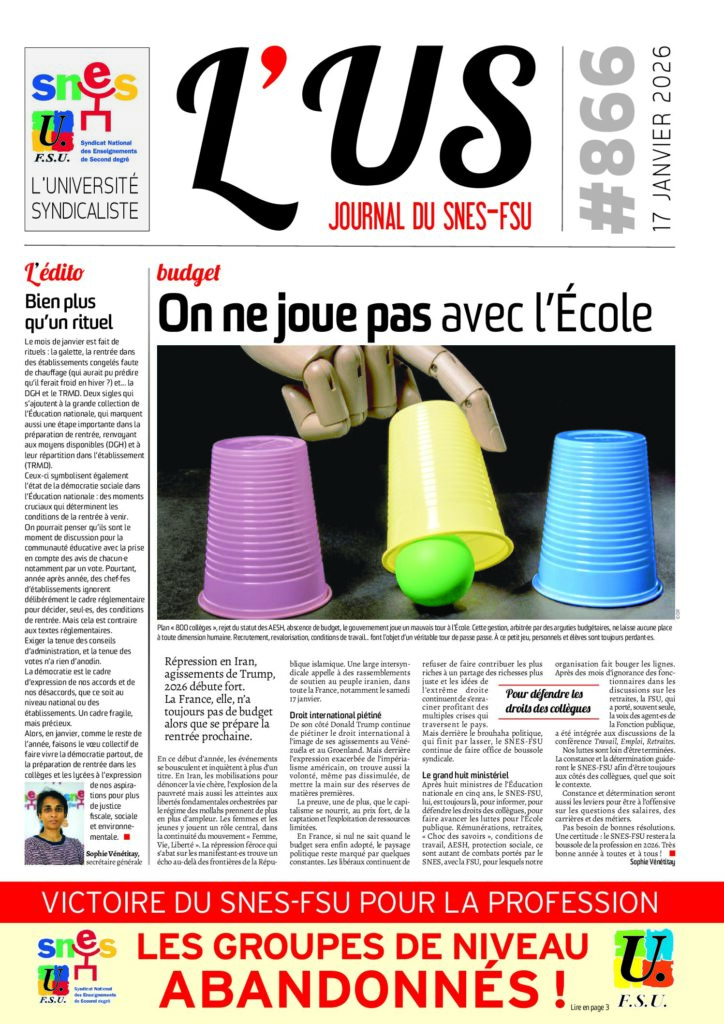L&rsquo;US n°866 du 17 janvier 2026