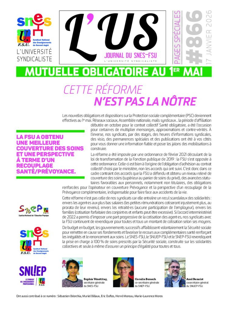 Mutuelle obligatoire au 1er mai – Supplément de l&rsquo;US n°866