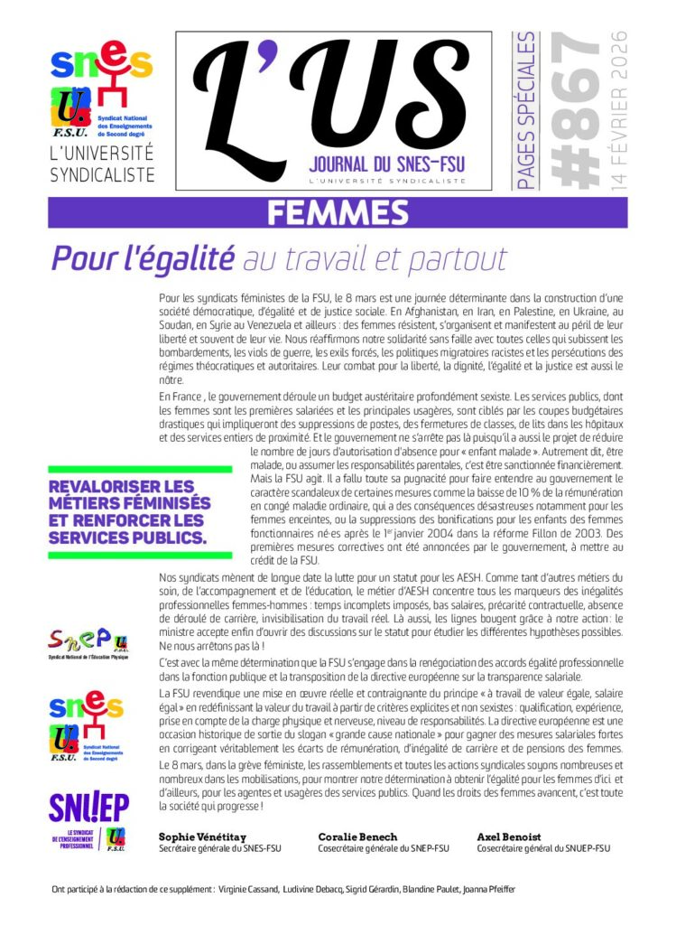 Femmes – Supplément de l’US n°867