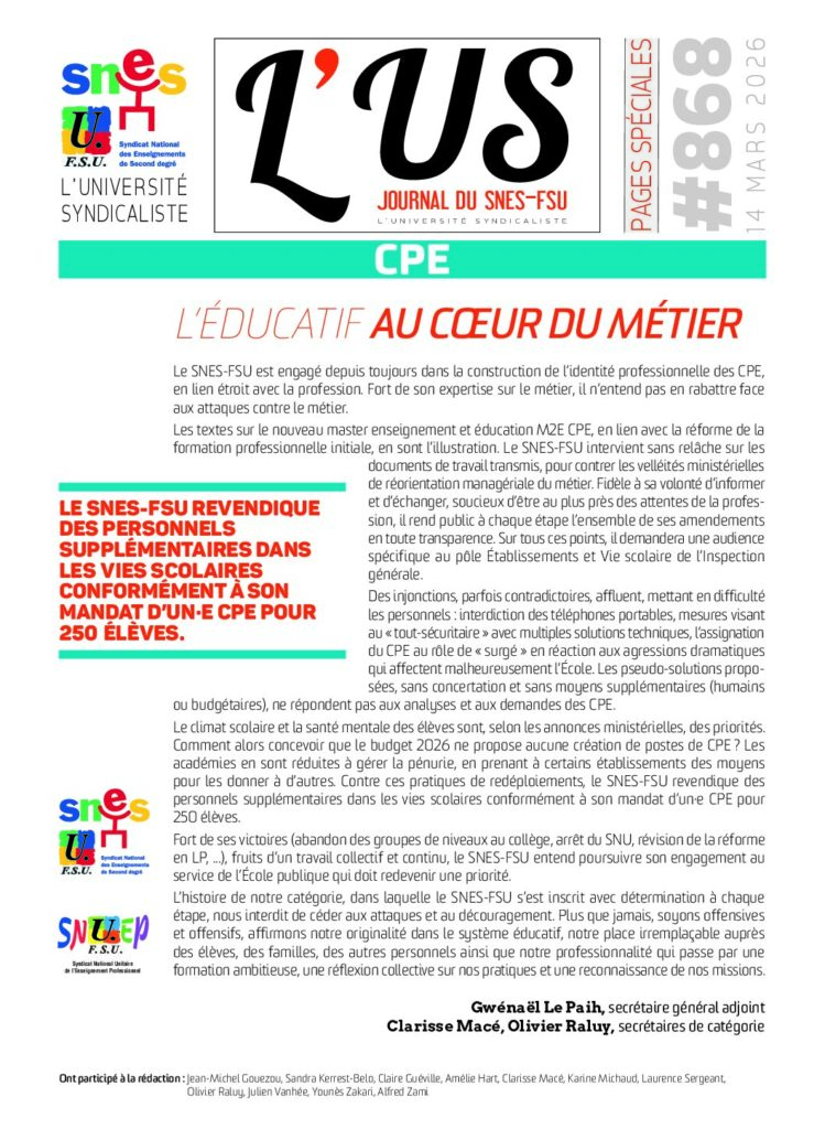 CPE – Supplément de l’US n°868