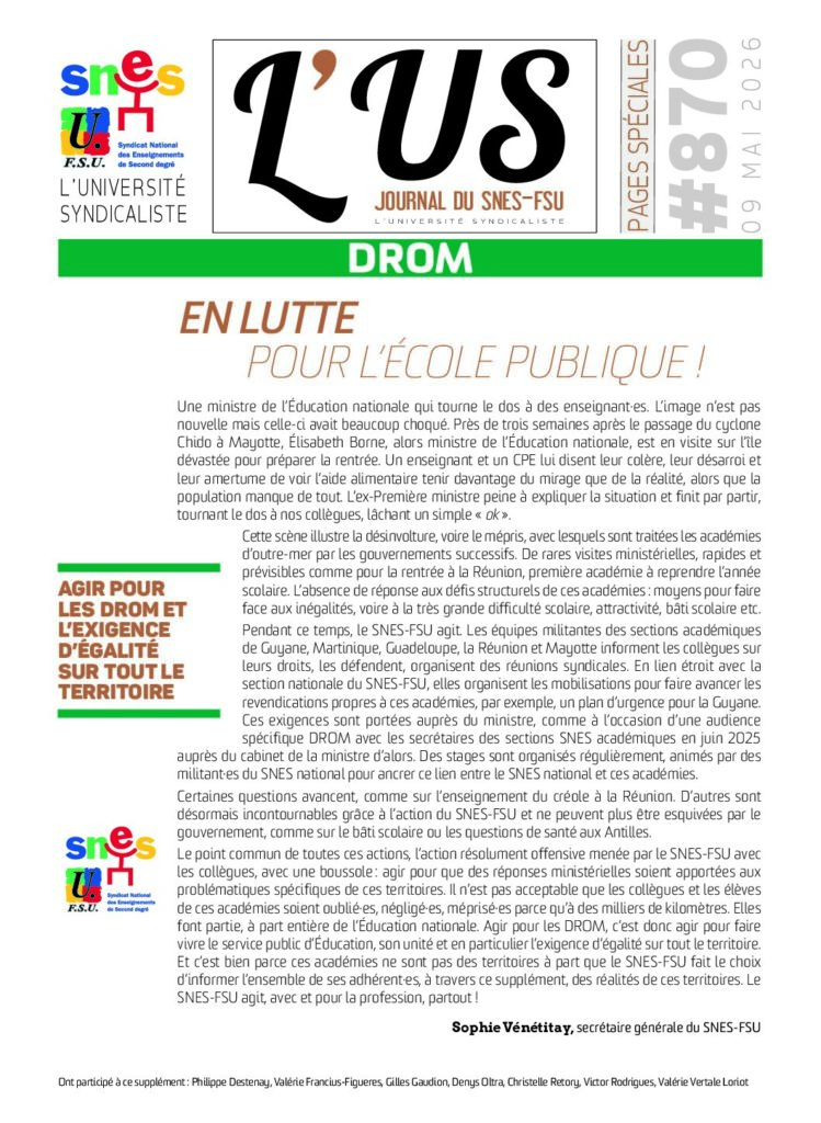 DROM – Supplément de l’US n°870