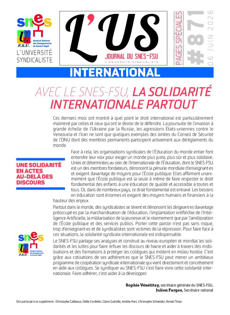 International – Supplément de l&rsquo;US n°871