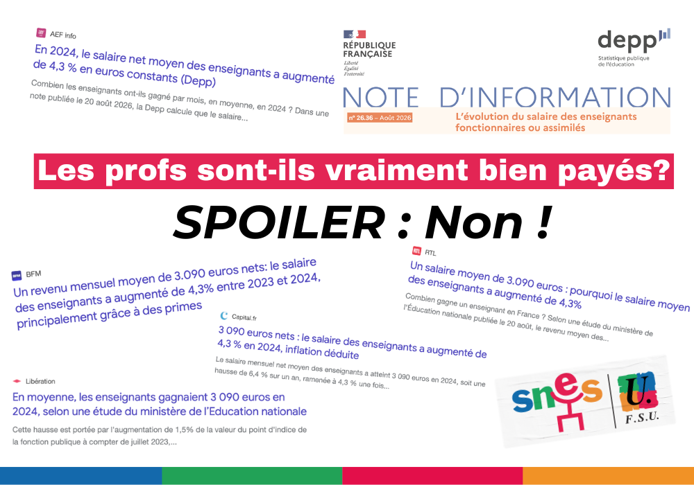 3 090 euros Salaire moyen enseignant