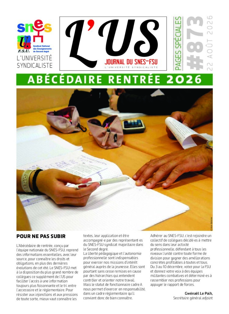 Abécédaire rentrée 2026 – Supplément de l’US n°873