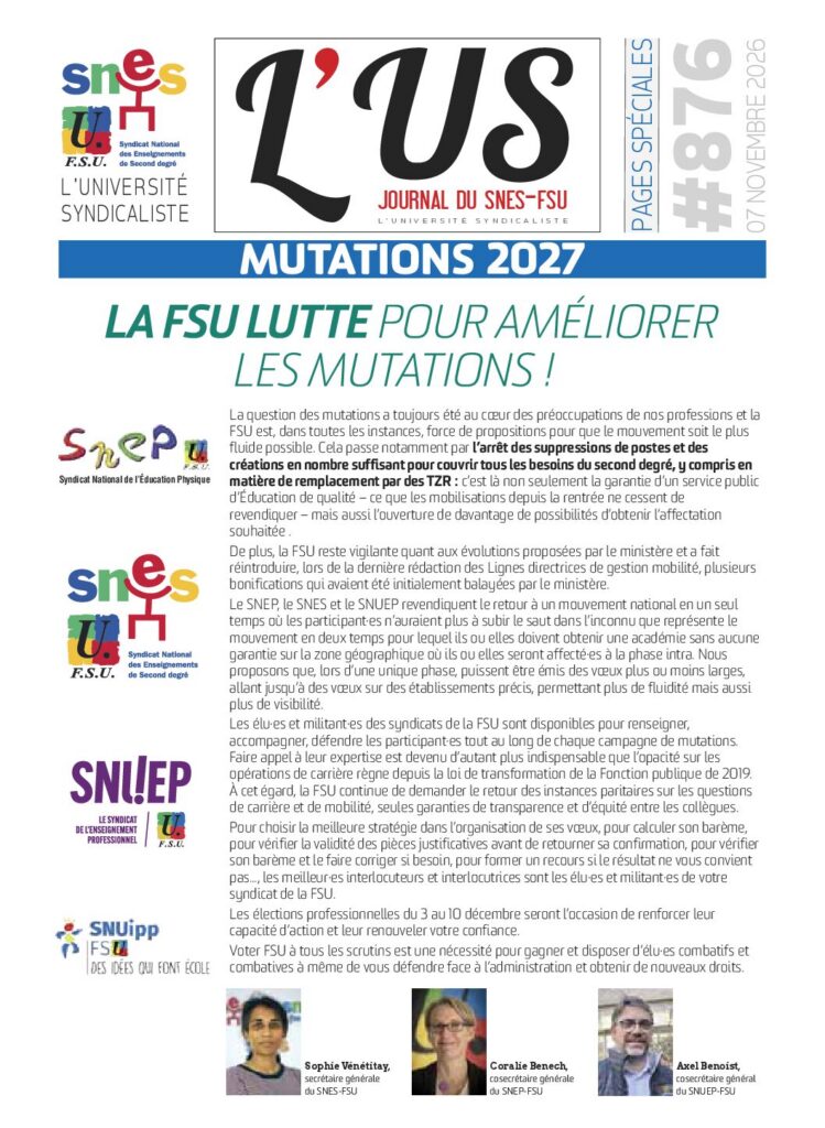 Mutations 2027 – Supplément de l’US n°876