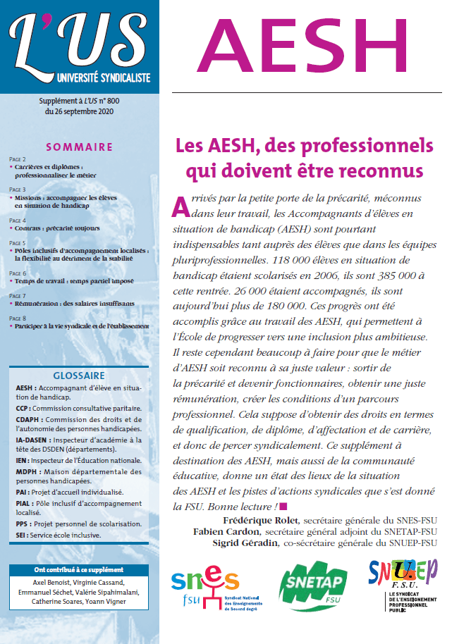 supplément AESH septembre 2020